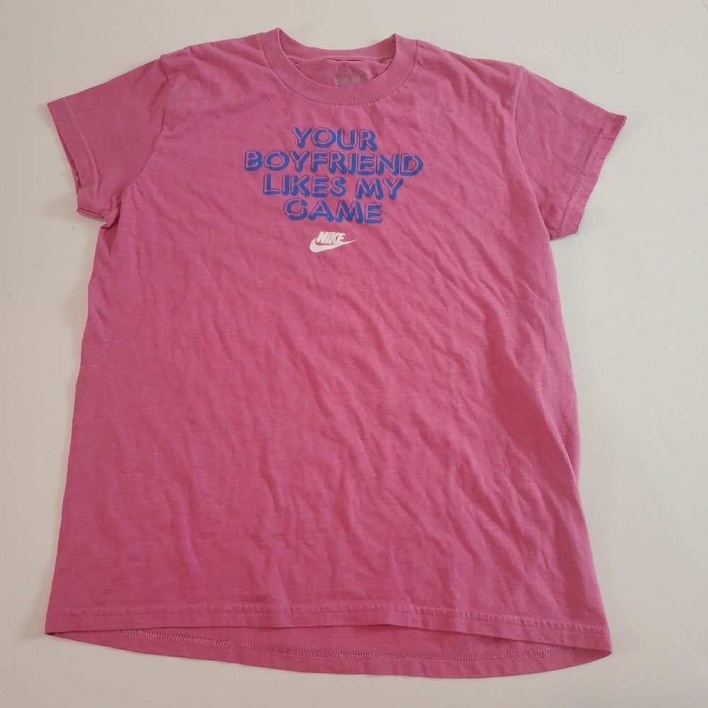 Nike women tshirt Pink Medium Your boyfriend likes my game flaw